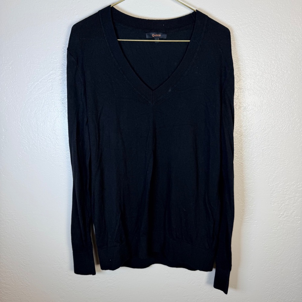 Quince Womens M Cotton Cashmere V-Neck Long Sleeve Sweater Quiet Luxury